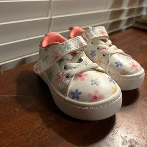Floral print Carters sneakers- worn once! Size 4 with velcro